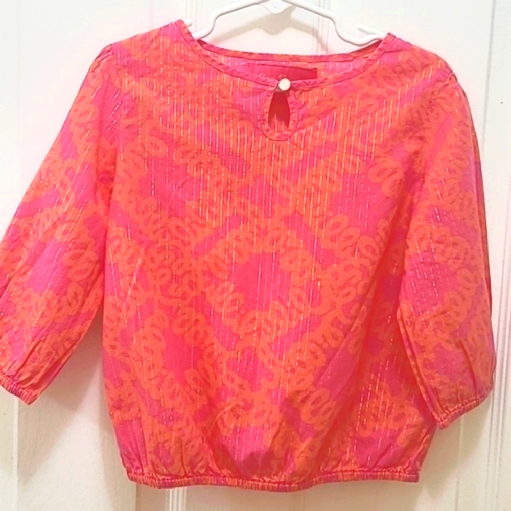 Lily Pulitzer Jubilee Fancy Longsleeves 100 Cotton Top for a Child, Size 5